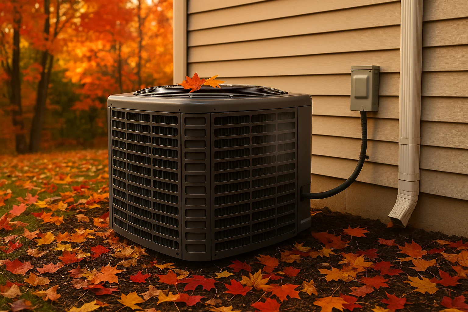 HVAC unit in the fall